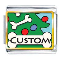 Italian Charms - dog bone christmas photo italian charm Image.