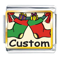Italian Charms - christmas red and green stocking photo italian charm Image.