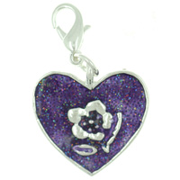 Kids Jewelry - heart &amp; flower blue clasp charm Image.