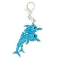 Kids Jewelry - blue dolphins jumping clasp charm Image.
