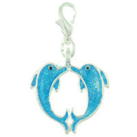 Kids Jewelry - dolphins circle clasp charm Image.