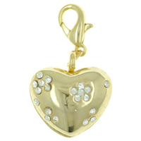 Kids Jewelry - rhinestone flowers on heart clasp charm Image.