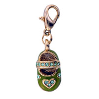Kids Jewelry - green mary jane shoe clasp charm Image.