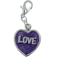 Kids Jewelry - purple love heart clasp charm Image.