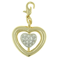 Kids Jewelry - rhinestone big heart clasp charm Image.