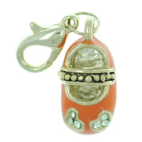Kids Jewelry - orange mary jane shoe clasp charm Image.