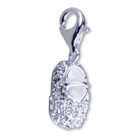 Sterling Silver Jewelry - crystal baby shoes 925 sterling silver clasp charms Image.