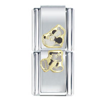 Italian Charms - mickey mouse steamboat willie double link licensed italian charm Image.