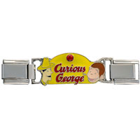 Italian Charms - red and yellow curious george deluxe italian charm Image.