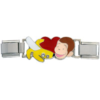 Italian Charms - curious george hearts banana deluxe italian charm Image.