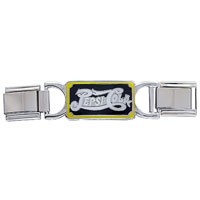 Italian Charms - black and yellow pepsi script logo deluxe italian charm Image.