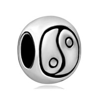 European Beads - yin and yang symbol silver plated european beads Image.