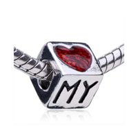 European Beads - i love bunny heart fit all brands silver plated beads charms bracelets Image.