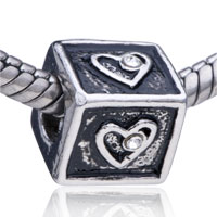 European Beads - square shaped heart crystal european beads Image.