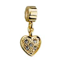 European Beads - shining golden heart dangle european beads Image.