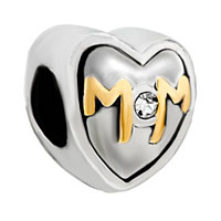 European Beads - mom rhinestone and gifts for mother fit all brands two tone plated beads charms bracelets Image.