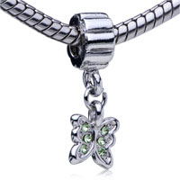 European Beads - august peridot color birthstone butterfly dangle european beads Image.