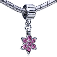 European Beads - october birthstone flower dangle european beads Image.