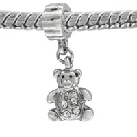 European Beads - rhinestone teddy bear dangle european beads Image.
