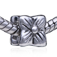European Beads - cube shaped rounded corner silver plated european beads Image.