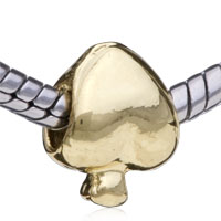 European Beads - poker card heart gold plated european beads Image.
