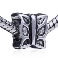 European Beads - butterfly design fossil silver plated european beads Image.