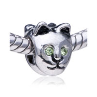 European Beads - chic cat silver plated crystal european beads Image.