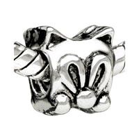European Beads - cute cat face silver plated european beads Image.