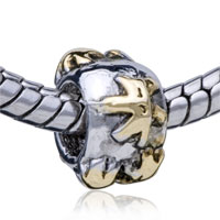 European Beads - round shaped abstract golden two tone plated european beads Image.
