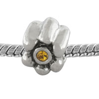 European Beads - orange rhinestone flower silver plated crystal european beads dpc0090 Image.