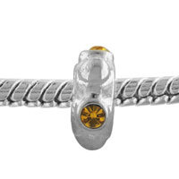 European Beads - orange rhinestone flower silver plated crystal european beads dpc0110_11 Image.