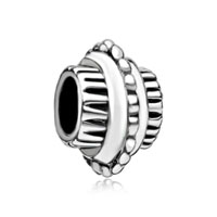 European Beads - cylindrical shaped bike wheel silver plated beads charms bracelets Image.