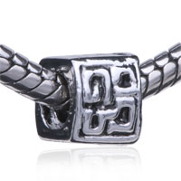 European Beads - square maze decorated silver plated european beads Image.