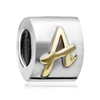 European Beads - letter a alphabet fit all brands two tone plated beads charms bracelets Image.