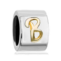 European Beads - cylindrical shaped letter b two tone plated european beads Image.