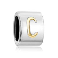 European Beads - letter c alphabet fit all brands two tone plated beads charms bracelets Image.