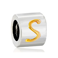 European Beads - round letter s two tone plated beads charms bracelets Image.