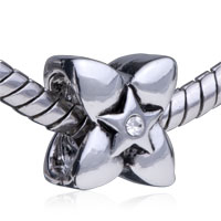 European Beads - flower shaped five pointed star silver plated european beads Image.