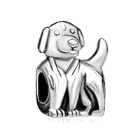 European Beads - antique finished dog silver plated beads charms bracelets Image.