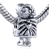 European Beads - heart poker joker silver plated european beads Image.