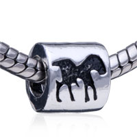 European Beads - round random embedded animal silver plated european beads Image.