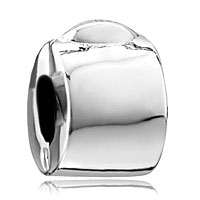 European Beads - simple clip lock stopper silver plated beads charms bracelets Image.