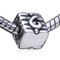 European Beads - cube eccentric symbol silver plated european beads Image.
