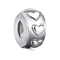 Beads - spacer clips stopper circle hearts silver plated european beads Image.