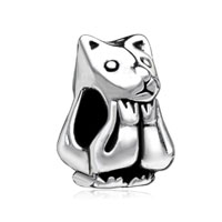 Beads - cat with loving you sign silver plated european beads Image.