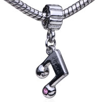 European Beads - rhinestone music note dangle european beads Image.