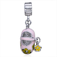 European Beads - flower leather shoe dangle european beads Image.