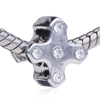 European Beads - cross with rhinestone silver plated crystal european beads Image.