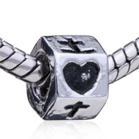 European Beads - heart cross silver plated european beads Image.