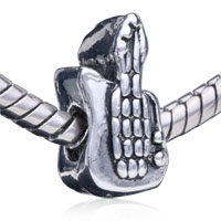 European Beads - musical guitar silver plated european beads Image.